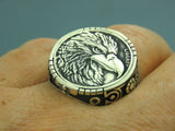 Turkish Handmade Jewelry 925 Sterling Silver Eagle Design Mens Rings