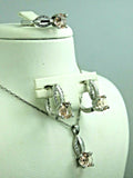 Turkish Handmade Jewelry 925 Sterling Silver Morganite Stone Women's Earrings, Pendant & Ring Jewelry Set