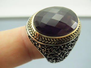 Turkish Handmade Jewelry 925 Sterling Silver Amethyst Stone Men's Rings