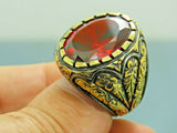 Turkish Handmade Jewelry 925 Sterling Silver Ruby Stone Mens Rings