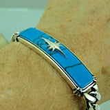 Turkish Handmade Jewelry 925 Sterling Silver Turquoise Stone Mens Bracelets