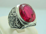 Turkish Handmade Jewelry 925 Sterling Silver Ruby Stone Mens Rings