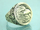 Turkish Handmade Jewelry 925 Sterling Silver Eagle Design Mens Rings
