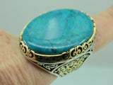 Turkish Handmade Jewelry 925 Sterling Silver Turquoise Stone Mens Rings