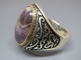 Turkish Handmade Jewelry 925 Sterling Silver Amethyst Stone Mens Rings