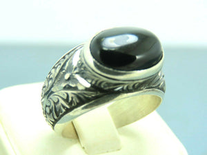 Turkish Handmade Jewelry 925 Sterling Silver Onyx Stone Mens Rings