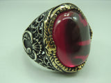 Turkish Handmade Jewelry 925 Sterling Silver Ruby Stone Mens Rings