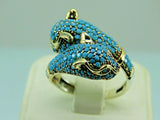 Turkish Handmade Cat Ring 925 Sterling Silver Turquoise Ladies' Rings