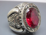 Turkish Handmade Jewelry 925 Sterling Silver Ruby Stone Mens Rings