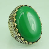 Turkish Handmade Jewelry 925 Sterling Silver Agate Stone Mens Rings