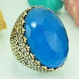 Turkish Handmade Jewelry 925 Sterling Silver Aquamarine Stone Men's Ring