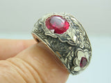 Turkish Handmade Jewelry 925 Sterling Silver Ruby Stone Mens Rings