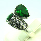 Turkish Handmade Jewelry 925 Sterling Silver Emerald Stone Women Ring Sz 7