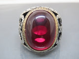 Turkish Handmade Jewelry 925 Sterling Silver Ruby Stone Mes Rings