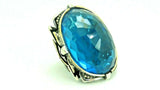 Turkish Handmade Jewelry 925 Sterling Silver Aquamarine Stone Engraved Mens Rings