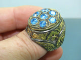 Turkish Handmade Jewelry 925 Sterling Silver Aquamarine Stone Mens Rings