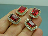 Turkish Handmade Jewelry 925 Sterling Silver Ruby Stone Women's Earrings, Pendant & Ring Jewelry Set