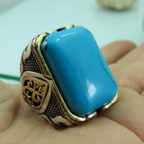 Turkish Handmade Jewelry 925 Sterling Silver Turquoise Stone Men Rings