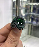 SOLID 925 STERLING SILVER MENS JEWELRY SUBLIME EMERALD MEN'S RING