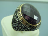 Turkish Handmade Jewelry 925 Sterling Silver Amethyst Stone Men's Rings