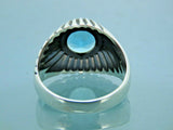 Turkish Handmade Jewelry 925 Sterling Silver Aquamarine Stone Mens Rings