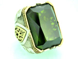 Turkish Handmade Jewelry 925 Sterling Silver Peridot Stone Men's Rings