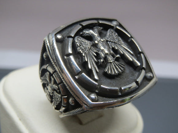 Turkish Handmade Jewelry 925 Sterling Silver Eagle Design Mens Rings