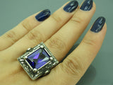Turkish Handmade Jewelry 925 Sterling Silver Amethyst Stone Engraved Mens Rings