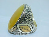 Turkish Handmade Jewelry 925 Sterling Silver Agate Stone Engraved Mens Rings