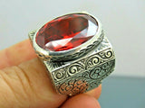 Turkish Handmade Jewelry 925 Sterling Silver Ruby Stone Mens Rings