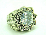 Turkish Handmade Jewelry 925 Sterling Silver Zircon Stone Engraved Mens Rings