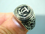 Turkish Handmade Jewelry 925 Sterling Silver Anchor Design Engraved Mens Rings