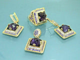 Turkish Handmade Jewelry 925 Sterling Silver Amethyst Stone Women's Earrings, Pendant & Ring Jewelry Set