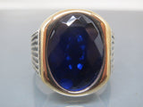 Turkish Handmade Jewelry 925 Sterling Silver Sapphire Stone Mens Rings