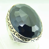 Turkish Handmade Jewelry 925 Sterling Silver Dark Sapphire Mens Rings
