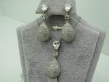 Turkish Handmade Jewelry 925 Sterling Silver Zircon Stone Women's Earrings & Pendant Jewelry Set