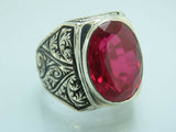 Turkish Handmade Jewelry 925 Sterling Silver Ruby Stone Mens Rings