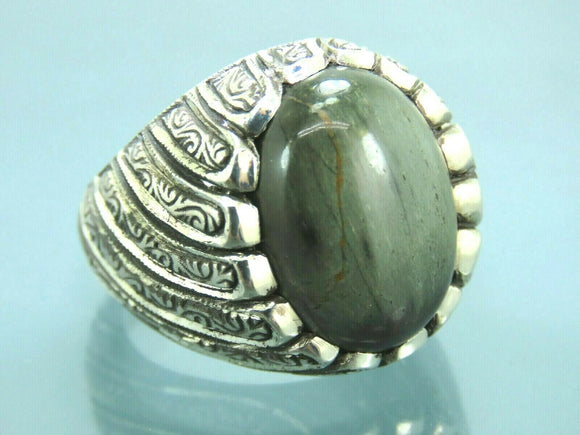 Turkish Handmade Jewelry 925 Sterling Silver Labradorite Stone Men's Rings