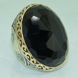 Turkish Handmade Jewelry 925 Sterling Silver Dark Sapphire Mens Rings