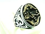 Turkish Handmade Jewelry 925 Sterling Silver Islamic Design Mens Rings