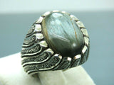 Turkish Handmade Jewelry 925 Sterling Silver Labradorite Stone Men's Rings