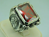 Turkish Handmade Jewelry 925 Sterling Silver Ruby Stone Mens Rings