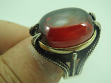 Turkish Handmade Jewelry 925 Sterling Silver Garnet Stone Mens Rings