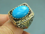 Turkish Handmade Jewelry 925 Sterling Silver Turquoise Stone Mens Rings
