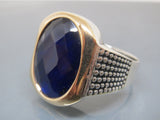 Turkish Handmade Jewelry 925 Sterling Silver Sapphire Stone Mens Rings