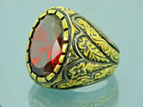 Turkish Handmade Jewelry 925 Sterling Silver Ruby Stone Mens Rings
