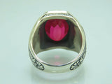 Turkish Handmade Jewelry 925 Sterling Silver Ruby Stone Mens Rings