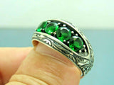 Turkish Handmade Jewelry 925 Sterling Silver Emerald Stone Mens Rings