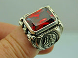 Turkish Handmade Jewelry 925 Sterling Silver Ruby Stone Mens Rings