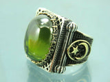 Turkish Handmade Jewelry 925 Sterling Silver Peridot Stone Men's Rings